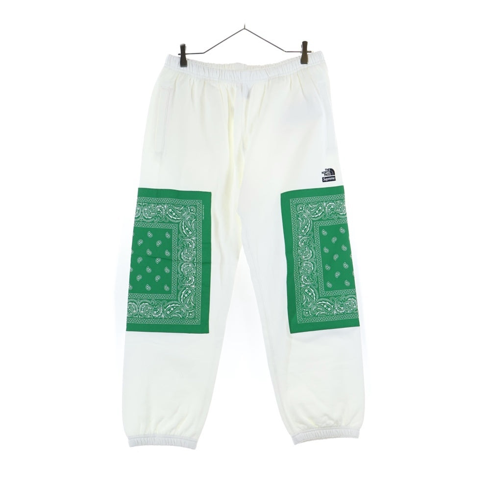 SUPREME(シュプリーム) 22SS ×THE NORTH FACE Bandana Sweat pant White バンダナ リブ スウェット パンツ ホワイト/グリーン NB02210I