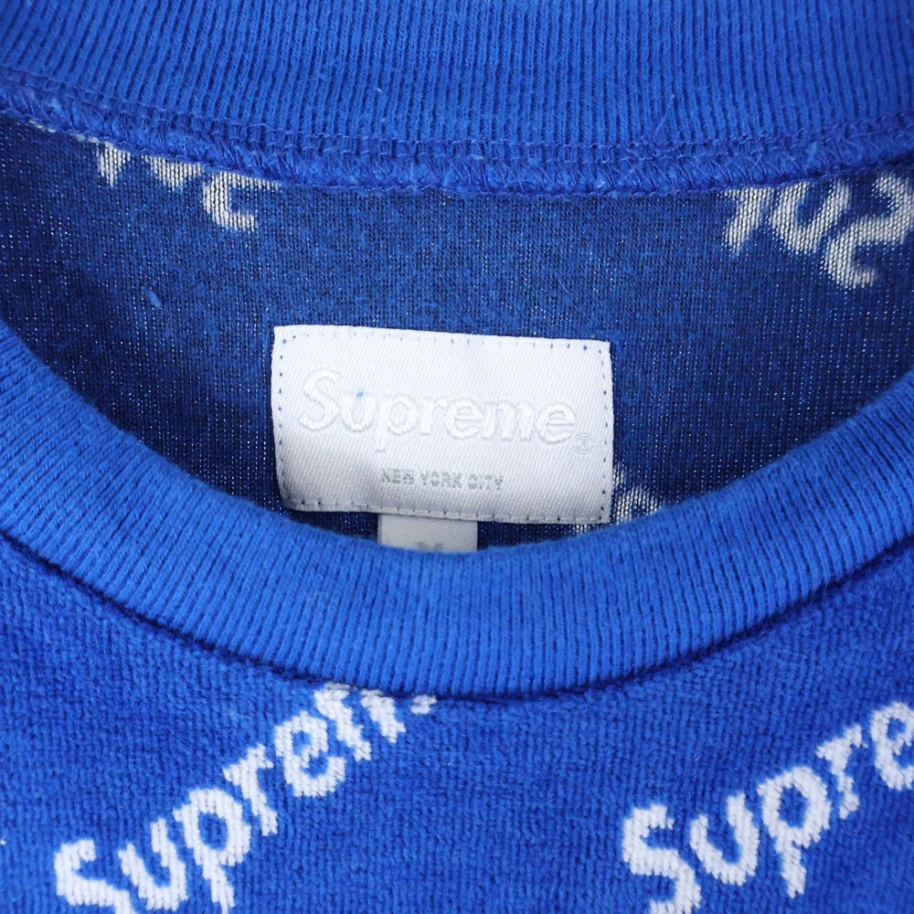 SUPREME(シュプリーム) 17AW Velour Diagonal logo L/S Top ベロアダイアゴナルロゴ ロングスリーブ長袖Tシャツ カットソー ブルー/ホワイト