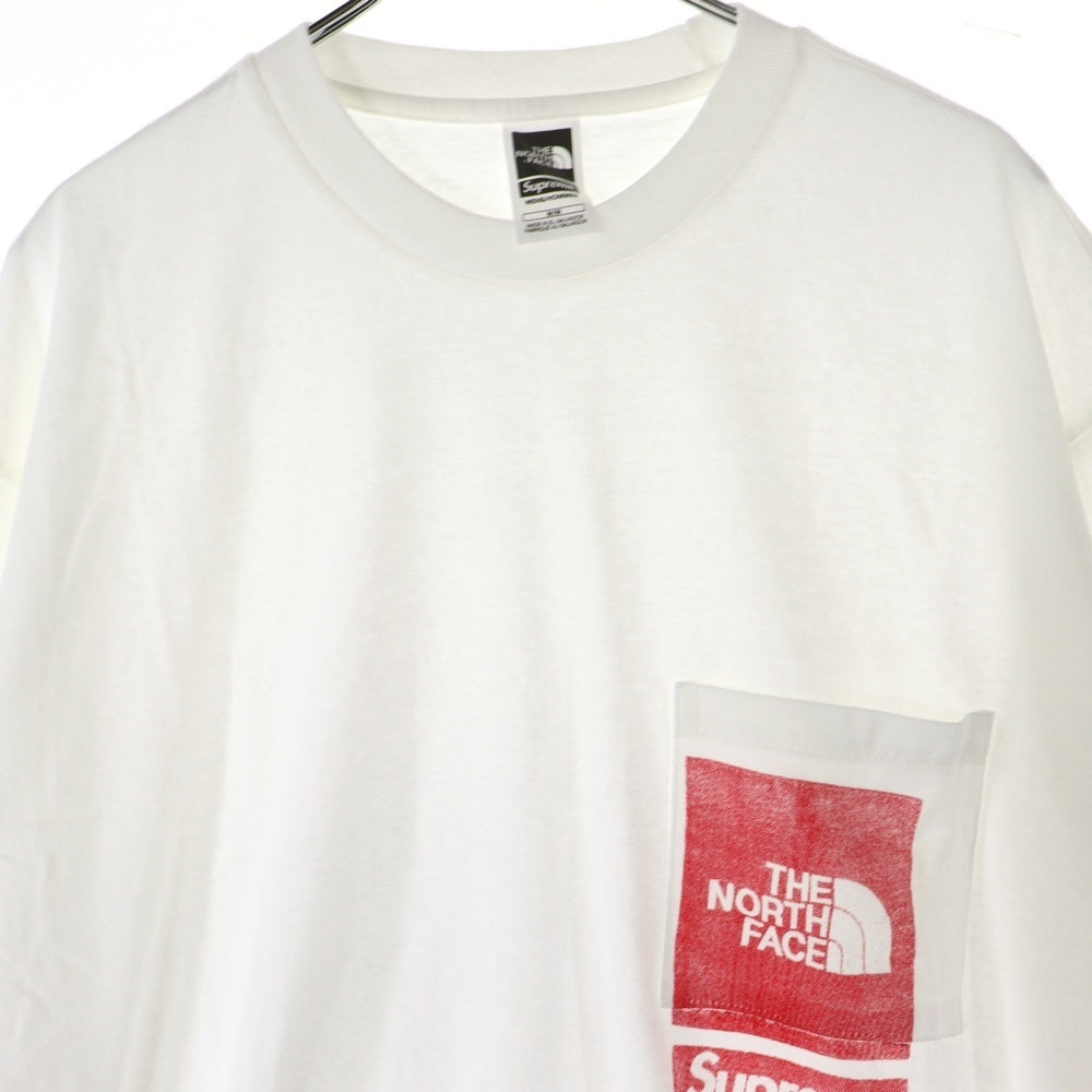 SUPREME(シュプリーム) 23SS ×THE NORTH FACE Printed Pocket Tee ザ ノースフェイス ポケット ロゴプリント 半袖Tシャツカットソー ホワイト NT02309I