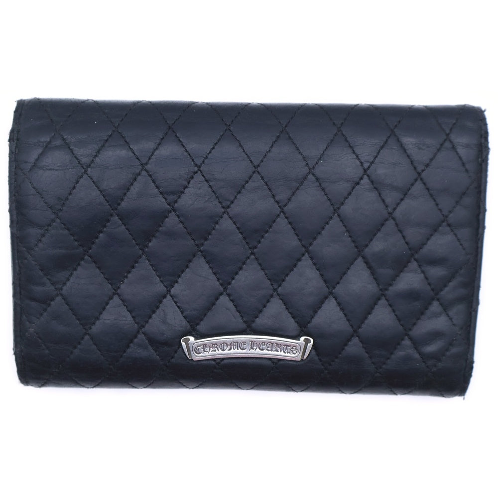 CHROME HEARTS(クロムハーツ) WAVE4 QLT 3SNP #4ウェーブ キルティング レザーウォレット 長財布 ブラック