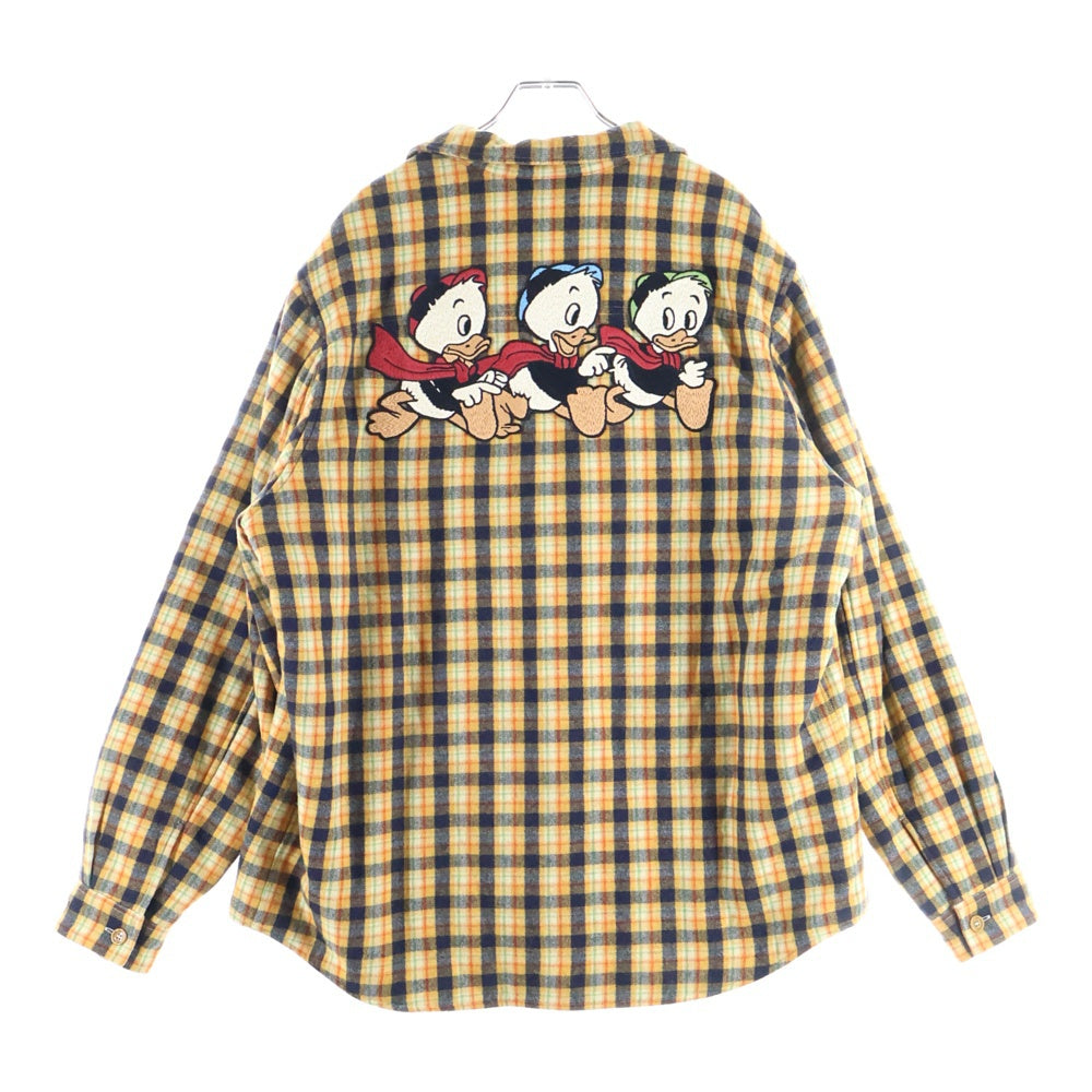 GUCCI(グッチ) 21SS ×Disney PLAID LONG SLEEVE SHIRT ディズニー バックキャラクター刺繍 チェック柄 中綿 シャツジャケット イエロー 638805 ZAGG6