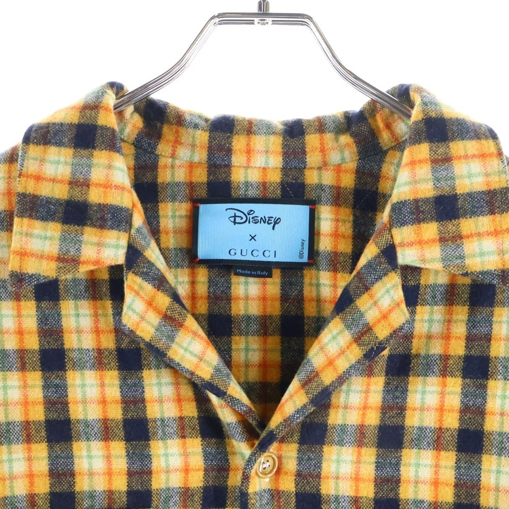GUCCI(グッチ) 21SS ×Disney PLAID LONG SLEEVE SHIRT ディズニー バックキャラクター刺繍 チェック柄 中綿 シャツジャケット イエロー 638805 ZAGG6