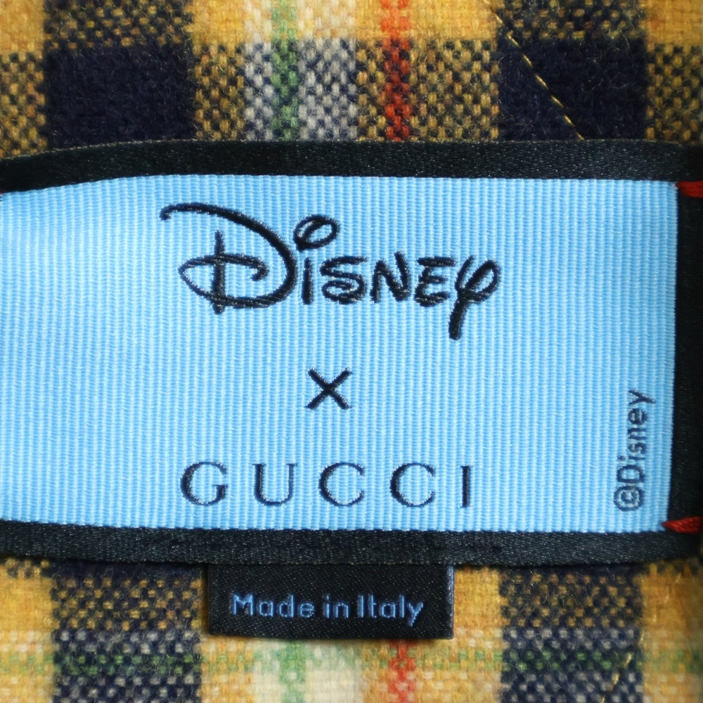 GUCCI(グッチ) 21SS ×Disney PLAID LONG SLEEVE SHIRT ディズニー バックキャラクター刺繍 チェック柄 中綿 シャツジャケット イエロー 638805 ZAGG6