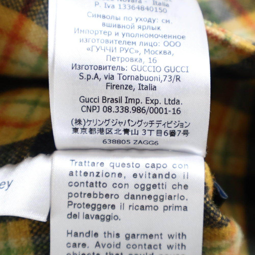 GUCCI(グッチ) 21SS ×Disney PLAID LONG SLEEVE SHIRT ディズニー バックキャラクター刺繍 チェック柄 中綿 シャツジャケット イエロー 638805 ZAGG6