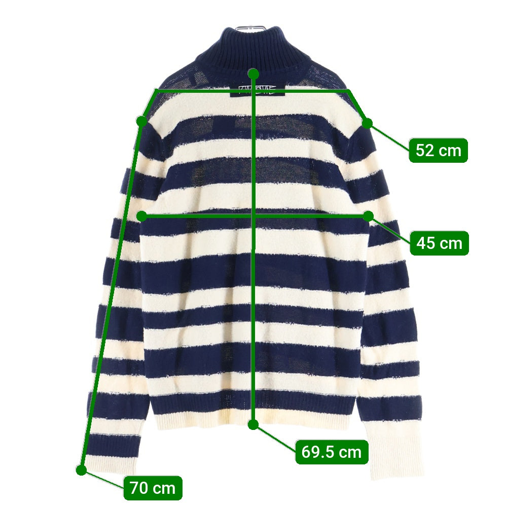 DIESEL(ディーゼル) アルパカ混 ハイネック ボーダーニット セーター ネイビー/ホワイト