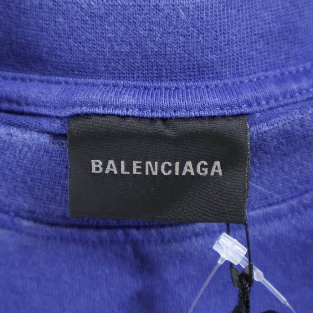 BALENCIAGA(バレンシアガ) 22AW Handwritten Campaign Logo T-Shirt ハンドライティング キャンペーンロゴ クルーネック 半袖Tシャツ カットソー ブルー 641675 TNVE7