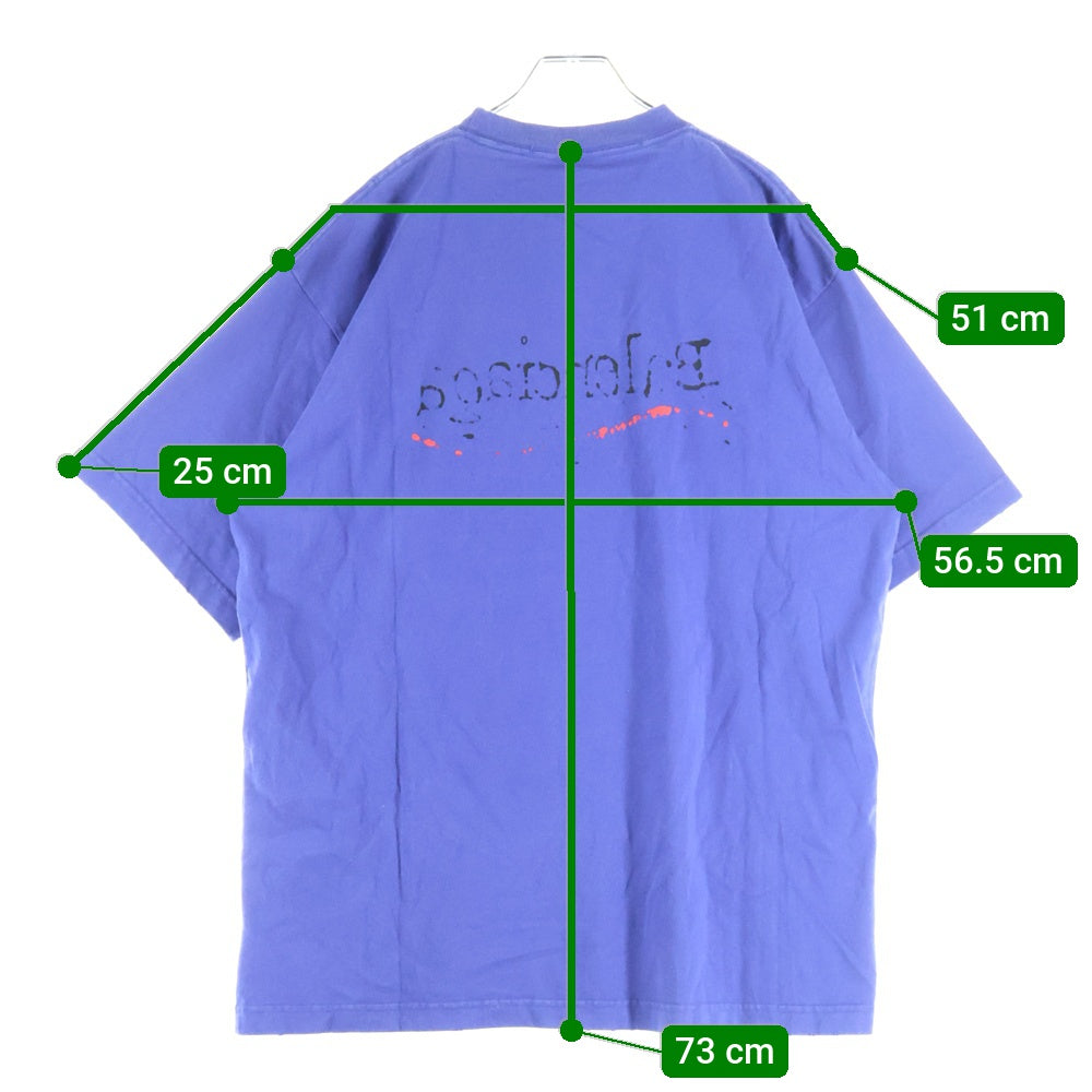BALENCIAGA(バレンシアガ) 22AW Handwritten Campaign Logo T-Shirt ハンドライティング キャンペーンロゴ クルーネック 半袖Tシャツ カットソー ブルー 641675 TNVE7