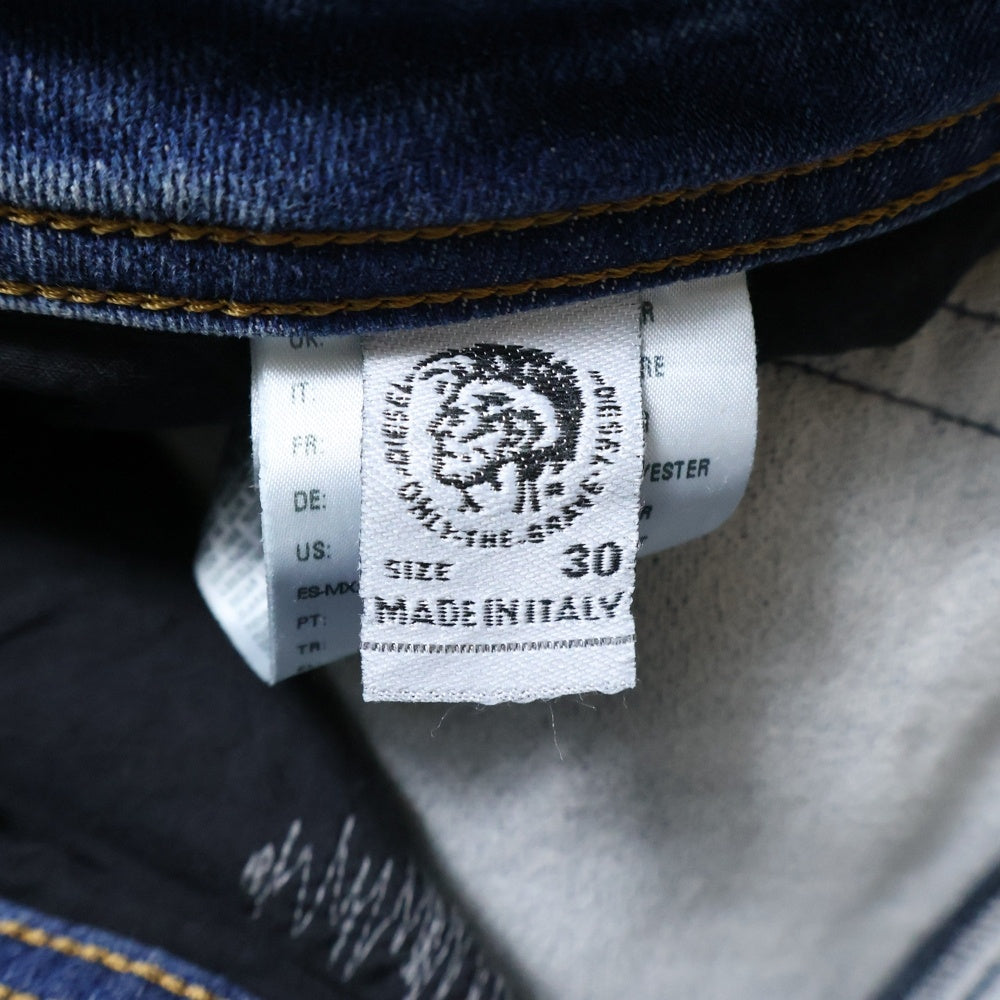 DIESEL(ディーゼル) THOMMER-T イタリア製 ダメージ加工 ジップフライ スリム デニムパンツ インディゴ 00SE3D