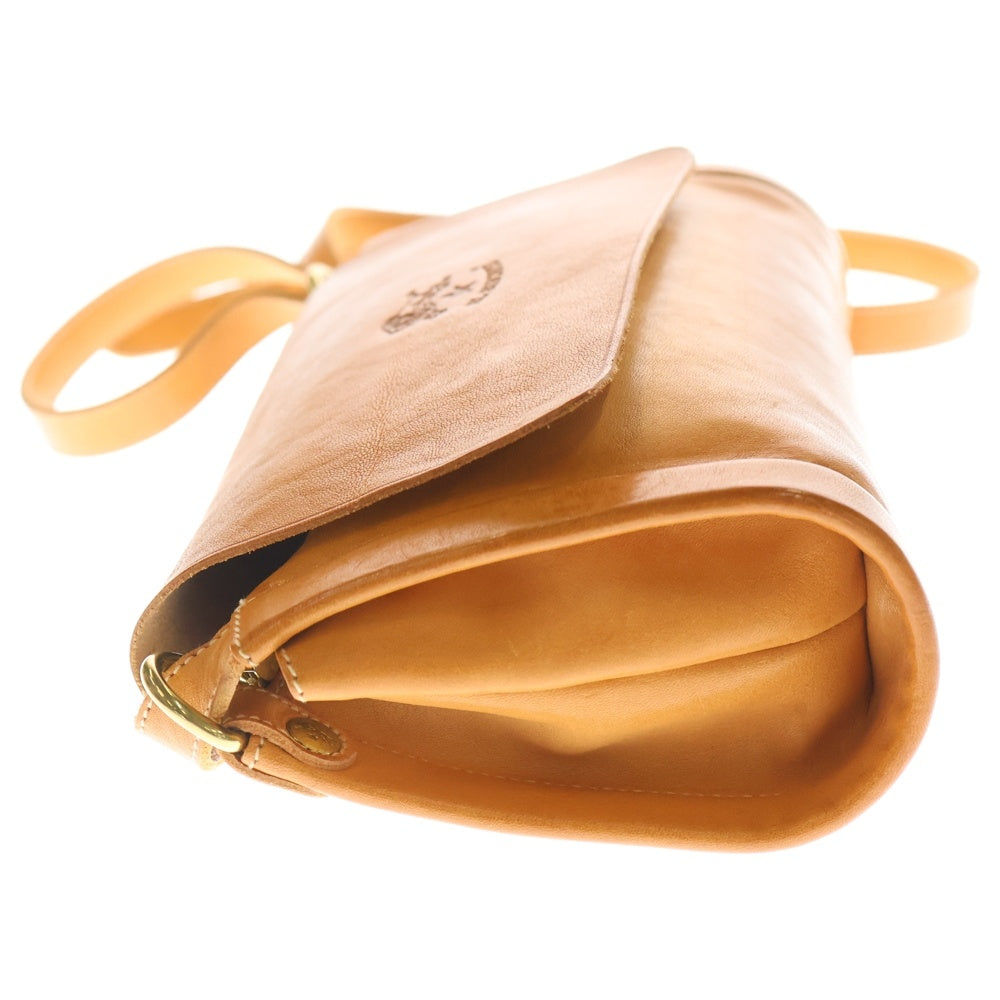 IL BISONTE(イル ビゾンテ) イタリア製 ロゴエンボス レザー ショルダーバッグ ブラウン