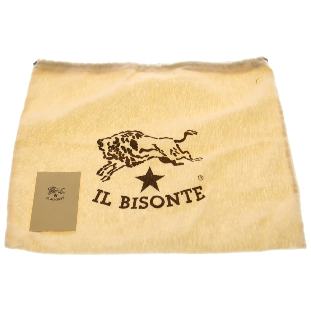 IL BISONTE(イル ビゾンテ) イタリア製 ロゴエンボス レザー ショルダーバッグ ブラウン