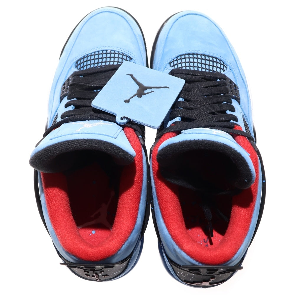 NIKE(ナイキ) ×TRAVIS SCOTT AIR JORDAN4 RETRO CACTUSJACK UNIVERSITYBLUE トラヴィススコット エアジョーダン4 レトロ カクタスジャック ハイカットスニーカー 308497-406