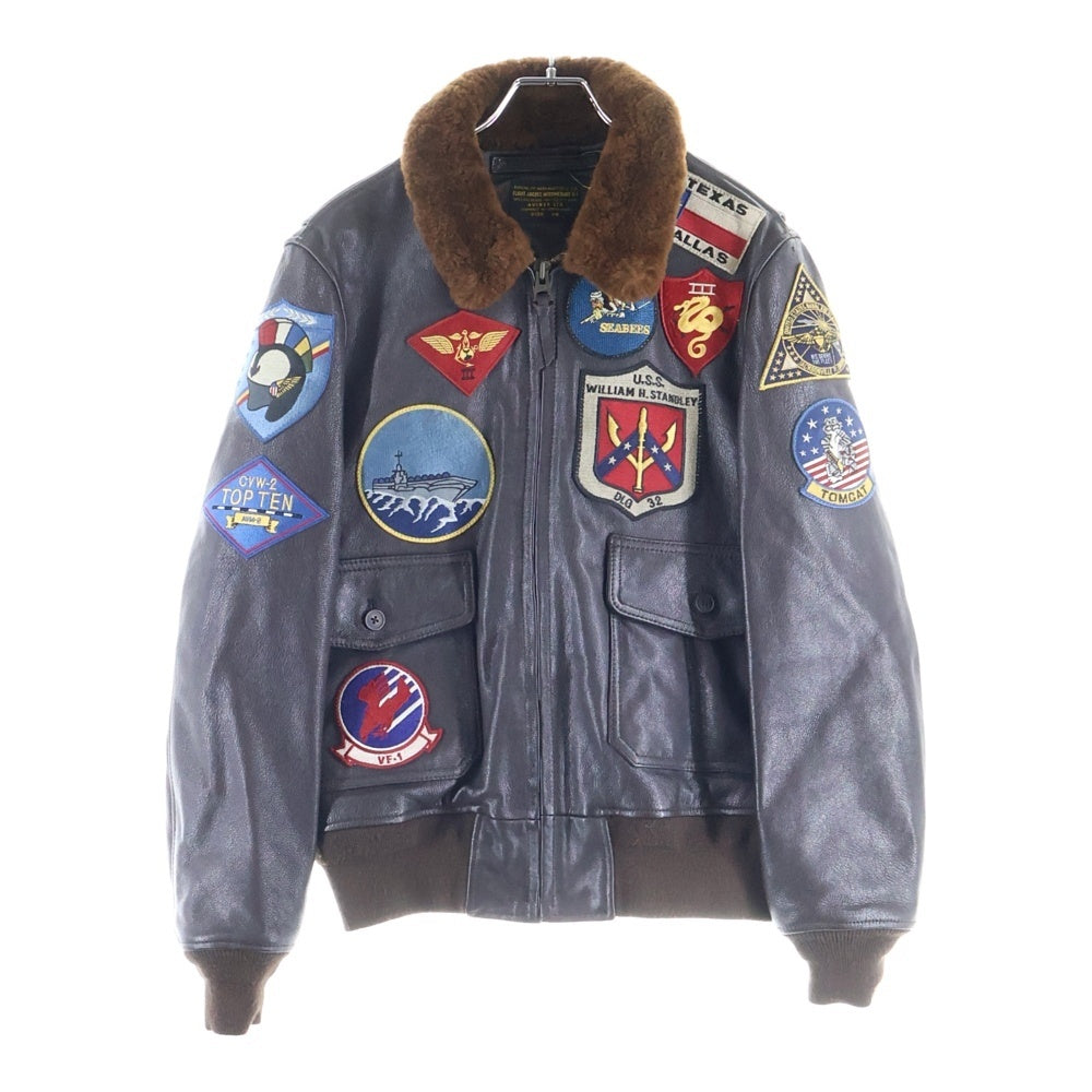 AVIREX(アヴィレックス) G-1 TOP GUN GOAT ジーワン トップ ガン ゴートレザー シングルライダースムートンジャケット ブラウン 6101063