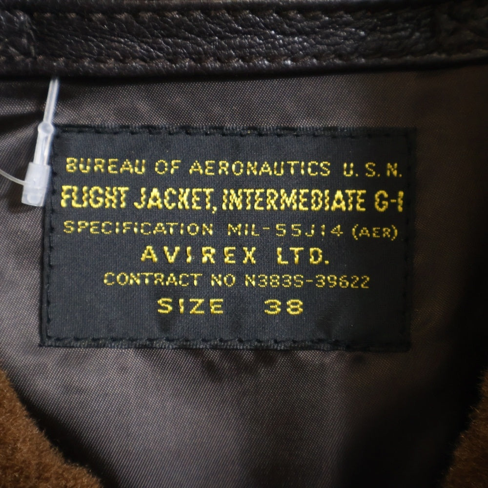 AVIREX(アヴィレックス) G-1 TOP GUN GOAT ジーワン トップ ガン ゴートレザー シングルライダースムートンジャケット ブラウン 6101063