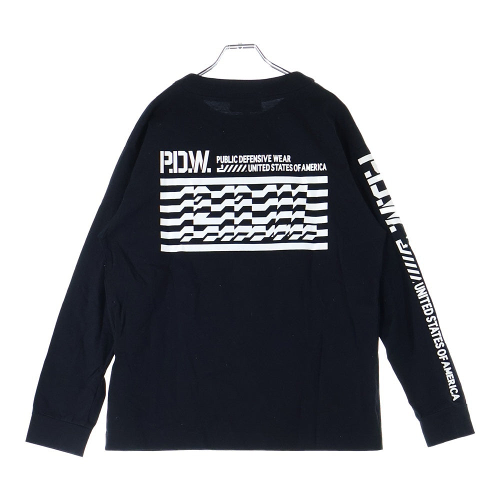 AVIREX(アヴィレックス) PDW L/S T-SHIRT ピーディーダブリュー ロングスリーブ クルーネック長袖Tシャツ カットソー ブラック 6613007