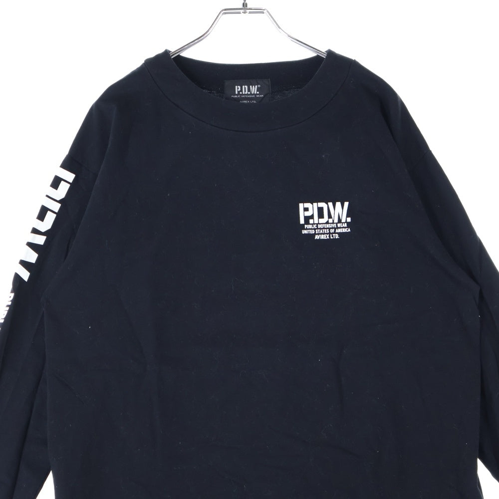 AVIREX(アヴィレックス) PDW L/S T-SHIRT ピーディーダブリュー ロングスリーブ クルーネック長袖Tシャツ カットソー ブラック 6613007