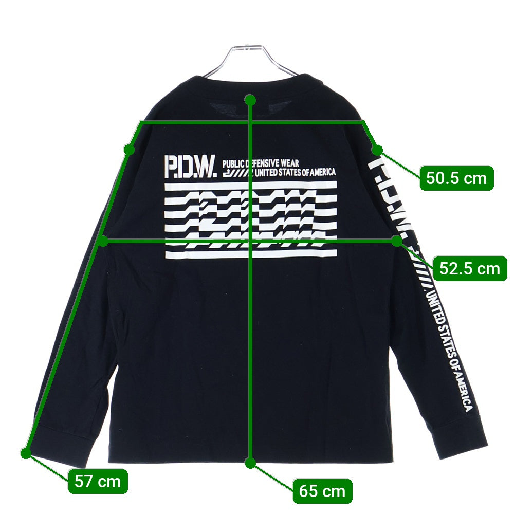 AVIREX(アヴィレックス) PDW L/S T-SHIRT ピーディーダブリュー ロングスリーブ クルーネック長袖Tシャツ カットソー ブラック 6613007