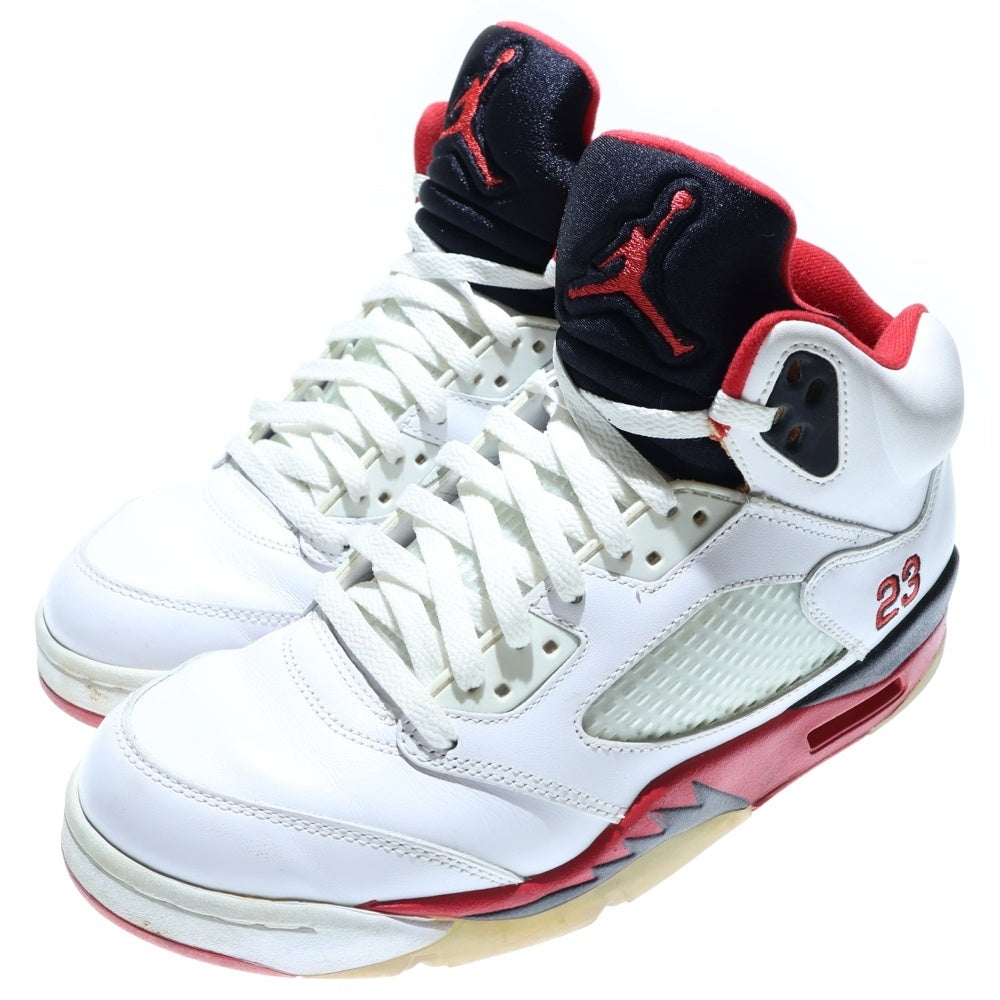 NIKE(ナイキ) 【観賞用 2013年】AIR JORDAN 5 RETRO OG FIRE RED エアジョーダン レトロ ファイアレッド ハイカットスニーカー ホワイト/レッド US9/27cm 136027-120
