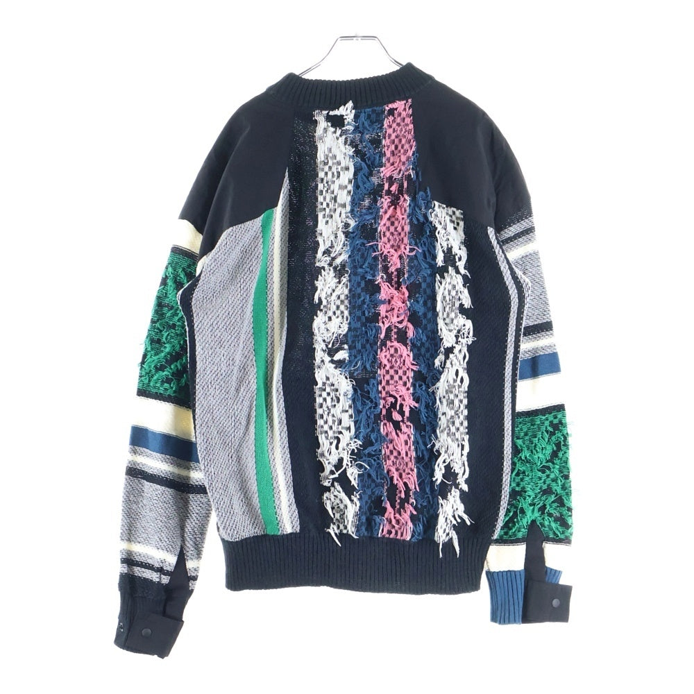 Sacai(サカイ) 22SS RUG JACQUARD KNIT PULLOVER ラグ ジャガード カンガルーポケット ナイロン切り替え プルオーバー ニット セーター マルチ 22-02749M