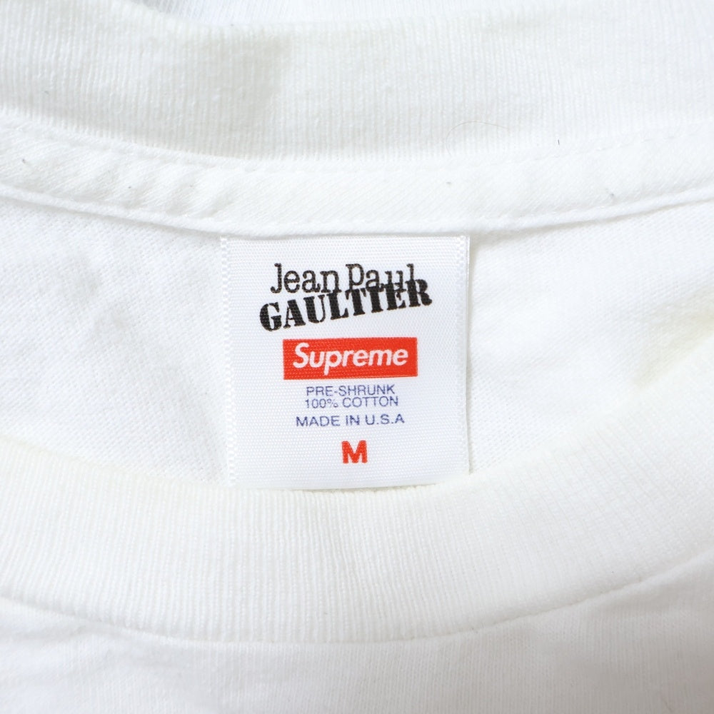 SUPREME(シュプリーム) 19SS ×JEAN PAUL GAULTIER ジャンポールゴルチエ フロントデザイン クルーネック カットソー 半袖Tシャツ ホワイト
