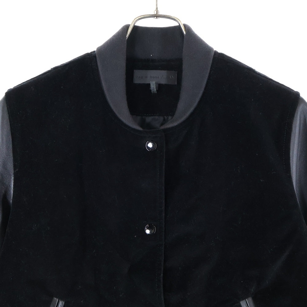 rag & bone(ラグアンドボーン) ラムレザースリーブ スタジアムジャンパー ブルゾン ブラック