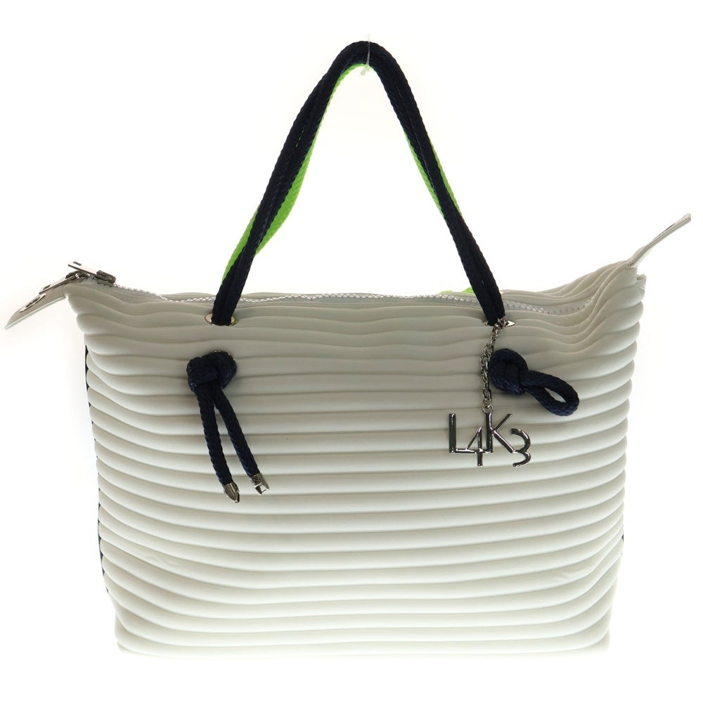 NO BRAND(ノーブランド) L4K3 レーク Queen Lake クイーンレーク ロゴキーチェーン付 ネオプレン トートバッグ ホワイト QL-801JP