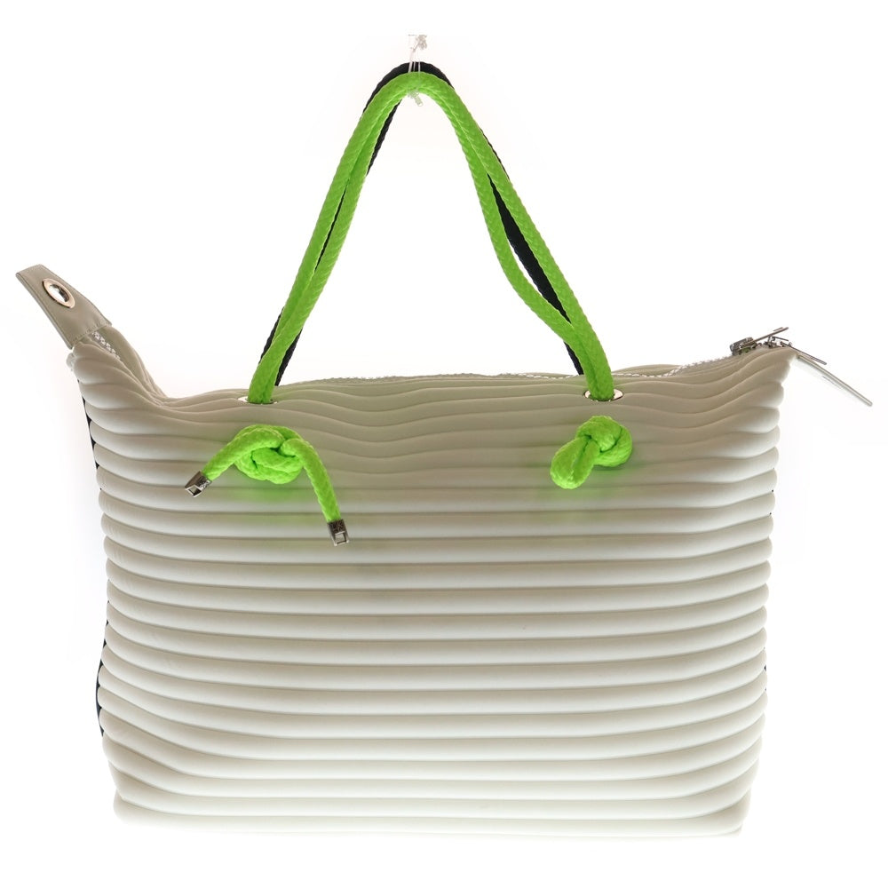 NO BRAND(ノーブランド) L4K3 レーク Queen Lake クイーンレーク ロゴキーチェーン付 ネオプレン トートバッグ ホワイト QL-801JP