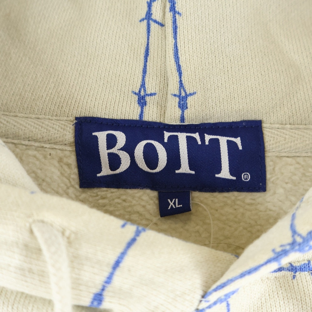 BoTT(ボット) BARBED WIRE PULLOVER HOODIE 有刺鉄線 プルオーバーフーディー パーカー スウェット ベージュ 223BoTT16-H