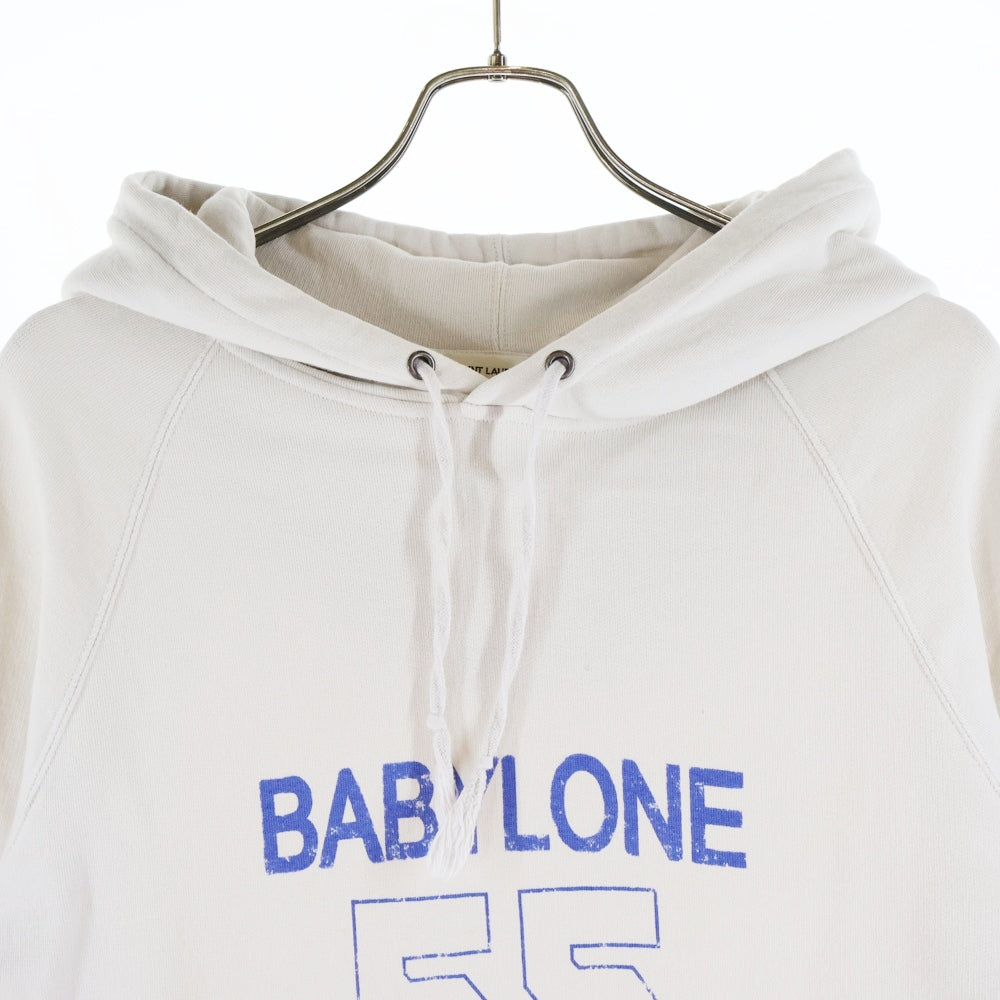 SAINT LAURENT PARIS(サンローランパリ) 18AW Marine Babylon Hoodie Sweater マリーンバビロン プルオーバーフーディー パーカー スウェット ホワイト 534408