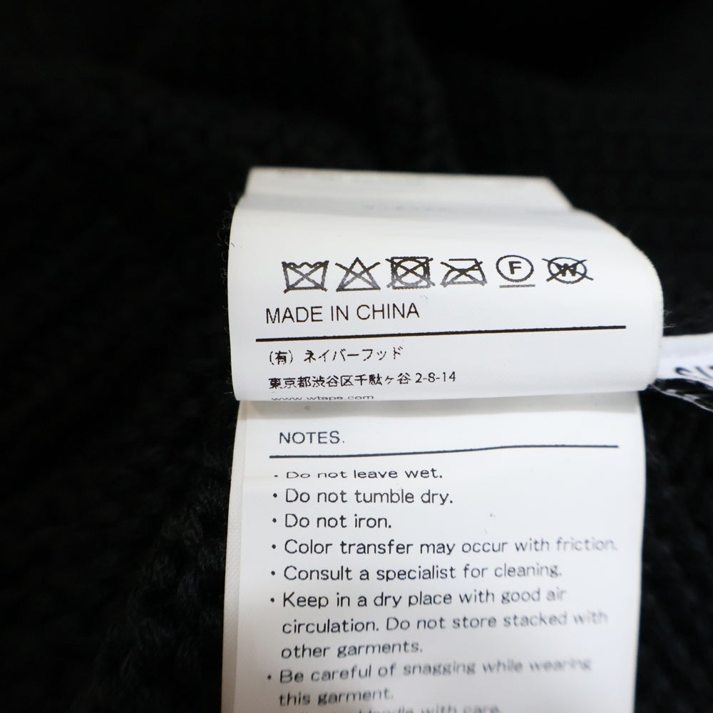 WTAPS(ダブルタップス) 23AW CREW NECK 01 SWEATER POLY. T-ROCK バックロゴエンブロイダリー クルーネックニットスウェット セーター ブラック 232MADT-KNM04