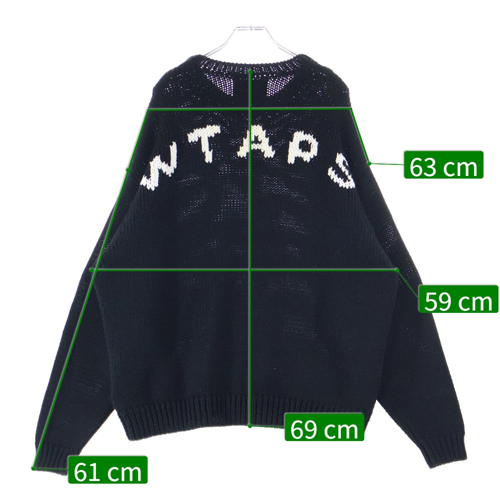WTAPS(ダブルタップス) 23AW CREW NECK 01 SWEATER POLY. T-ROCK バックロゴエンブロイダリー クルーネックニットスウェット セーター ブラック 232MADT-KNM04