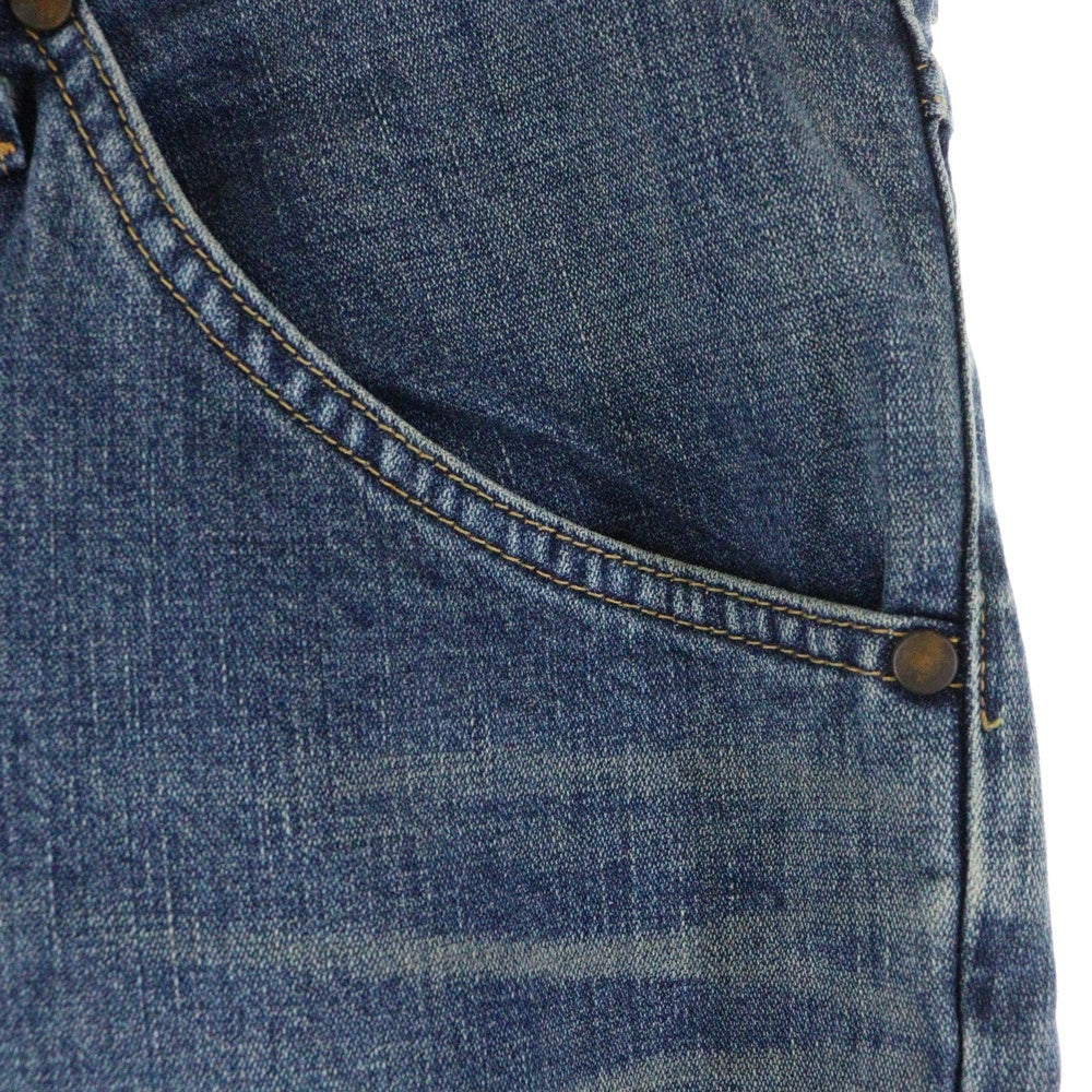 Wrangler(ラングラー) ユーズド プロセシング ボタンフライ ストレートデニムパンツ インディゴブルー W01303