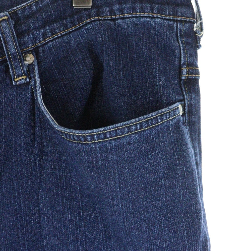 Wrangler(ラングラー) ブラックロゴパッチ ボタンフライ ストレートデニムパンツ インディゴ W34533