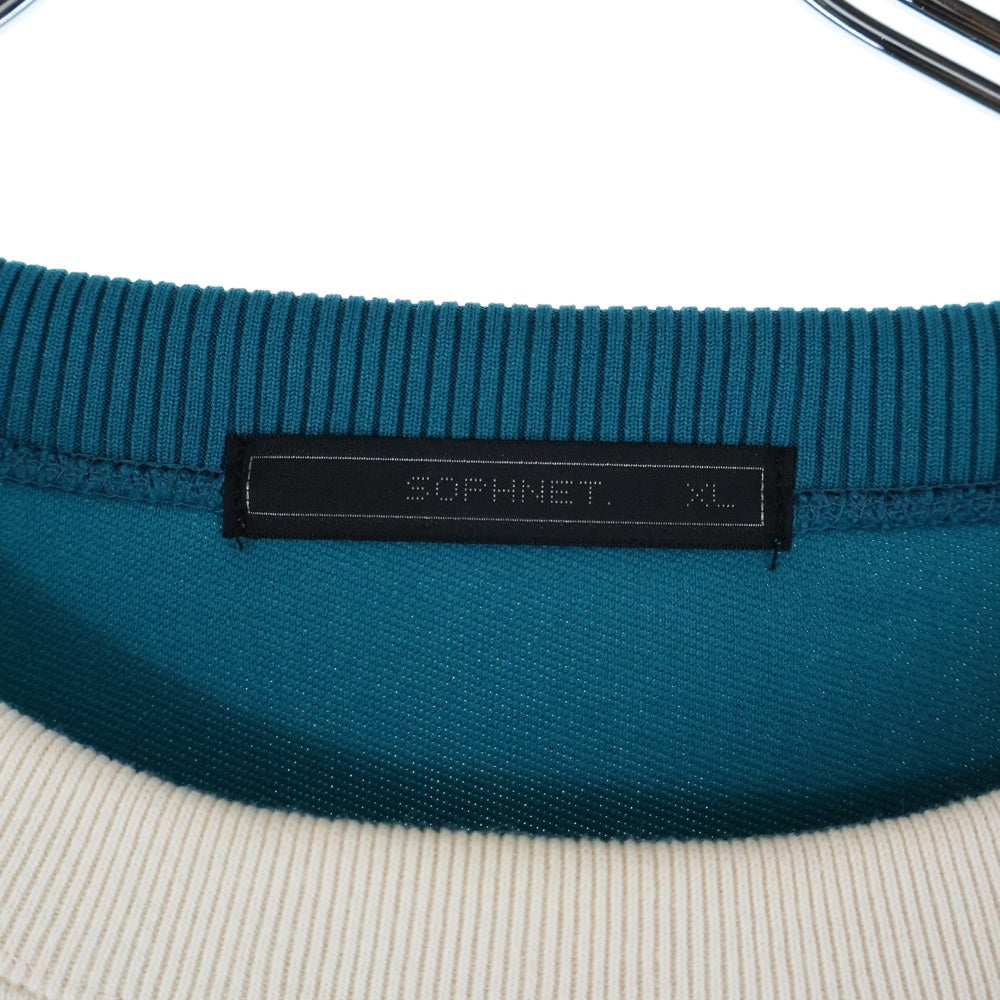 SOPHNET.(ソフネット) 23SS SWITCHING COLOR CREWNECK SWEAT スイッチング カラー クルーネックスウェットトレーナー ホワイト/グリーン SOPH-230060