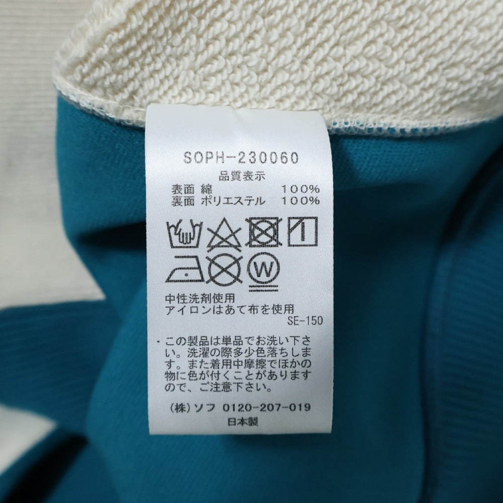 SOPHNET.(ソフネット) 23SS SWITCHING COLOR CREWNECK SWEAT スイッチング カラー クルーネックスウェットトレーナー ホワイト/グリーン SOPH-230060