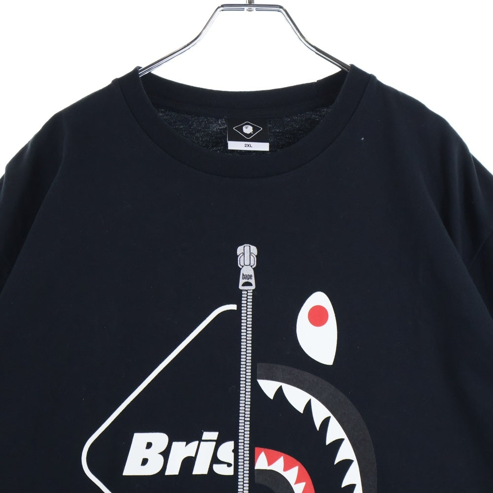 F.C.R.B./F.C.Real Bristol/FCRB(エフシーアールビー/エフシーレアルブリストル) ×A BATHING APE SHARK TEE ア ベイシング エイプ シャークプリント クルーネック半袖Tシャツ カットソー ブラック