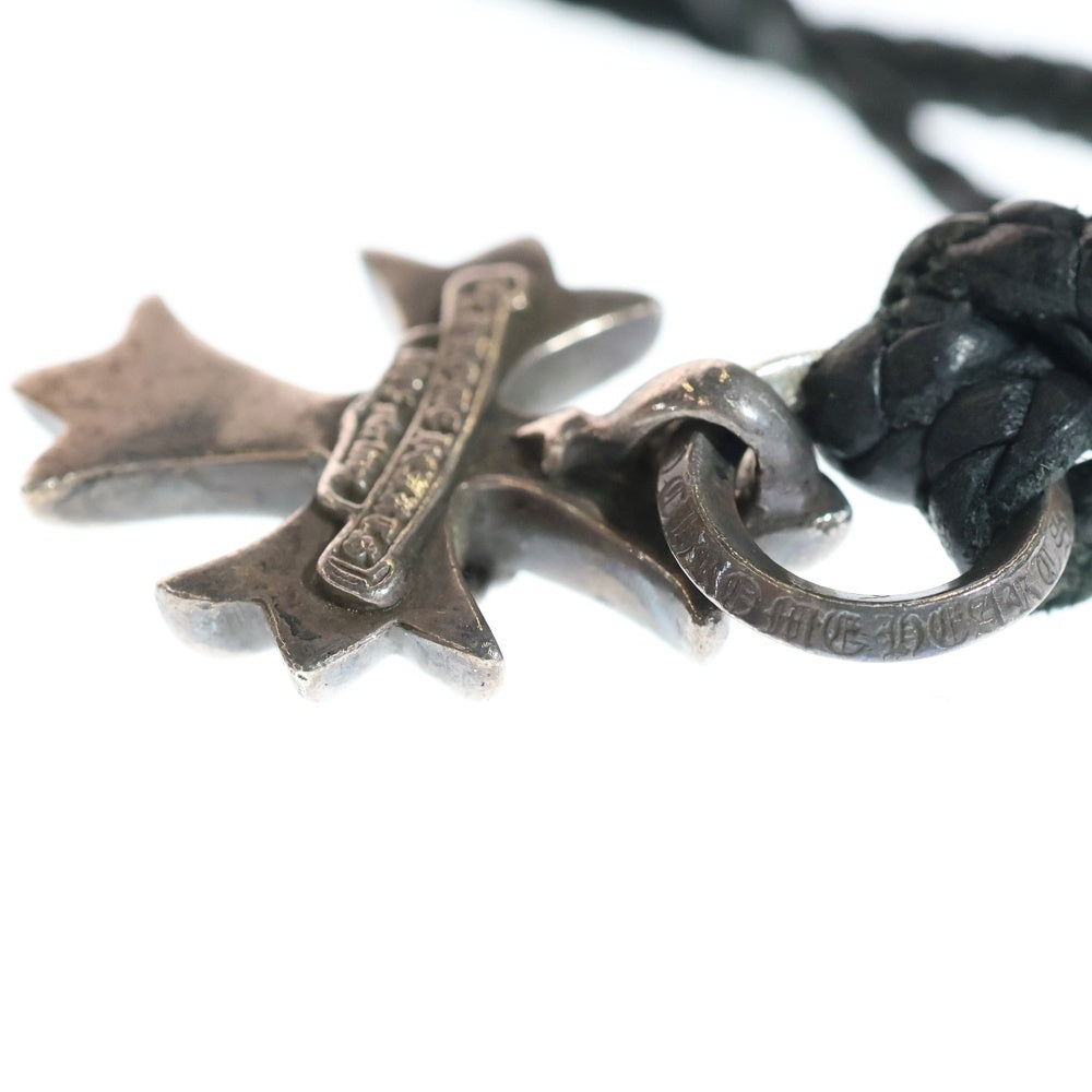 CHROME HEARTS(クロムハーツ) DBL CH PRS ダブル CHプラス ペンダント トップ スクロールレザーブレイド ネックレス ブラック/シルバー