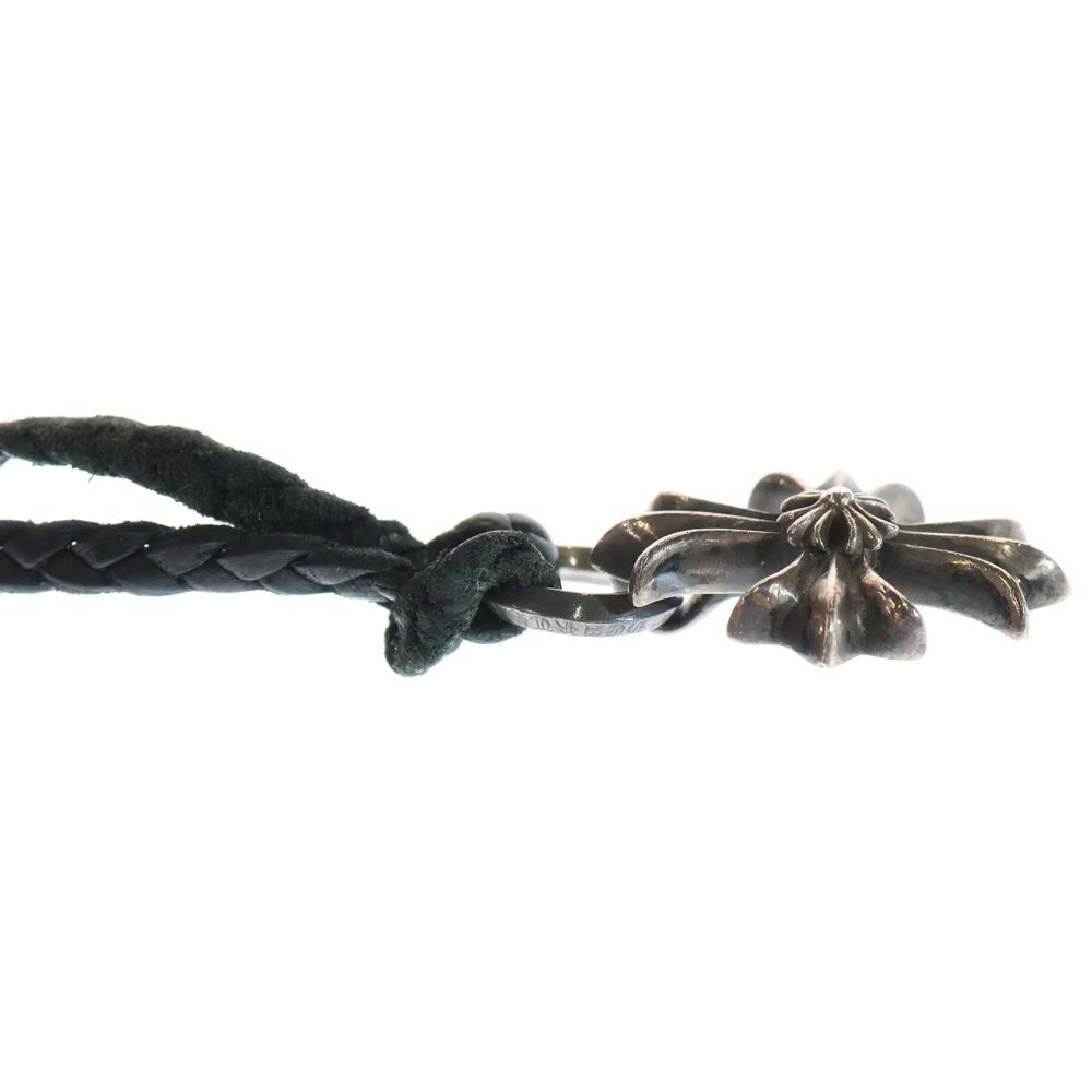 CHROME HEARTS(クロムハーツ) DBL CH PRS ダブル CHプラス ペンダント トップ スクロールレザーブレイド ネックレス ブラック/シルバー