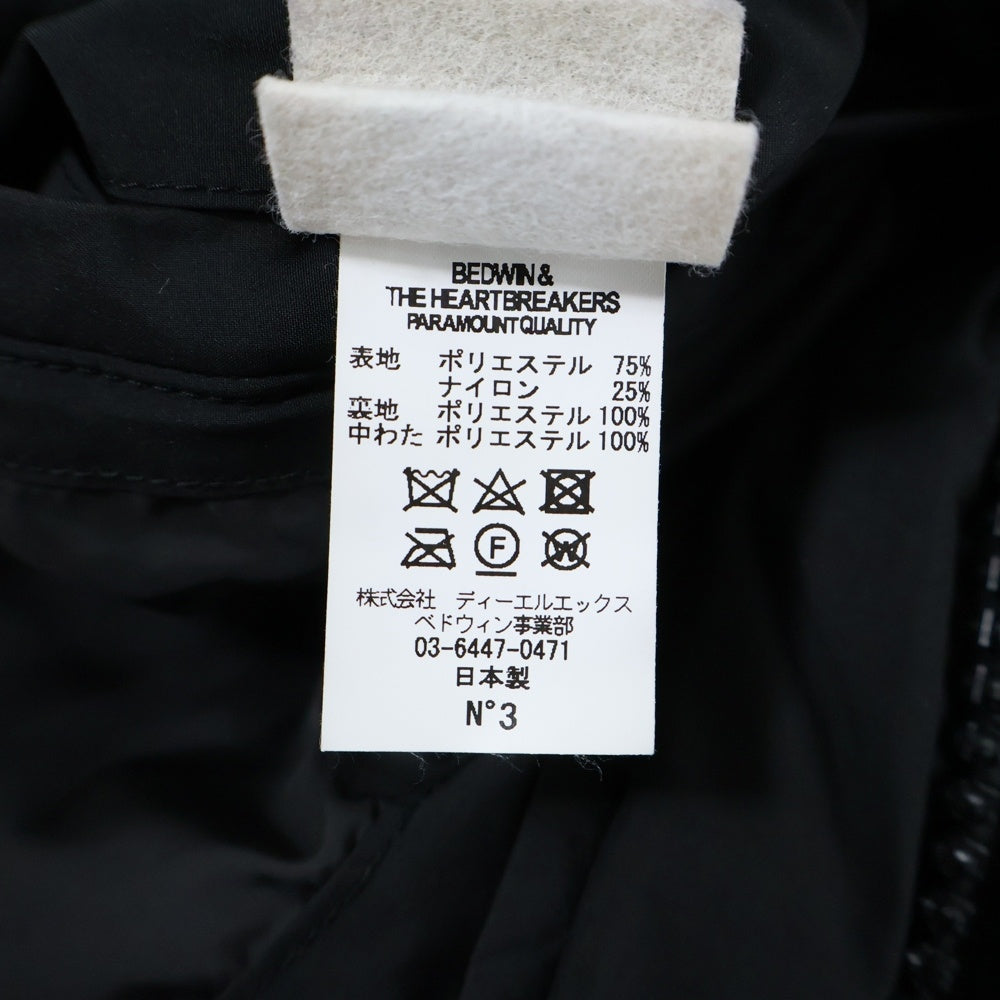BEDWIN & THE HEARTBREAKERS(ベドウィンアンドザハートブレーカーズ) 日本製 ポリナイロン フーデッド 中綿コート ブラック
