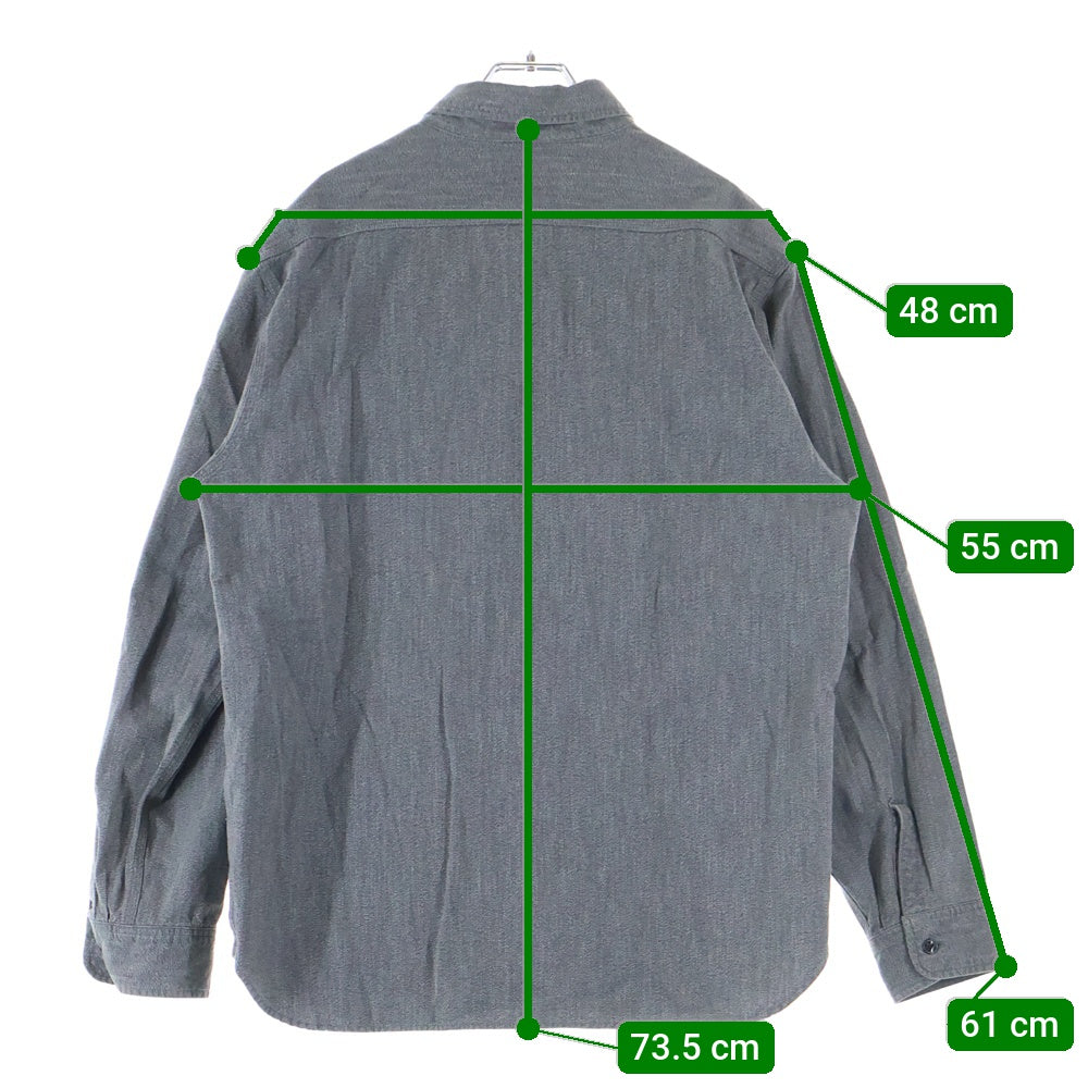 STANDARD CALIFORNIA(スタンダード カリフォルニア) 日本製 フロントロゴ ダブルフラップ コットン 長袖シャツ グレー