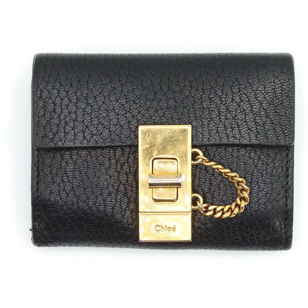Chloe(クロエ) ドリュー ミニ レザー ターンロック ウォレット 三つ折り財布 ブラック 3P0841-944