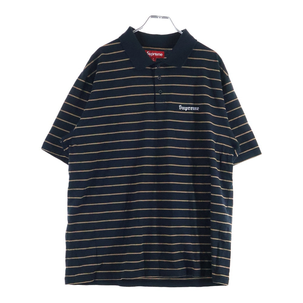 SUPREME(シュプリーム) 24SS Melvins Stripe S/S Polo メルヴィンズ バックプリント ストライプ 半袖ポロシャツ ブラック