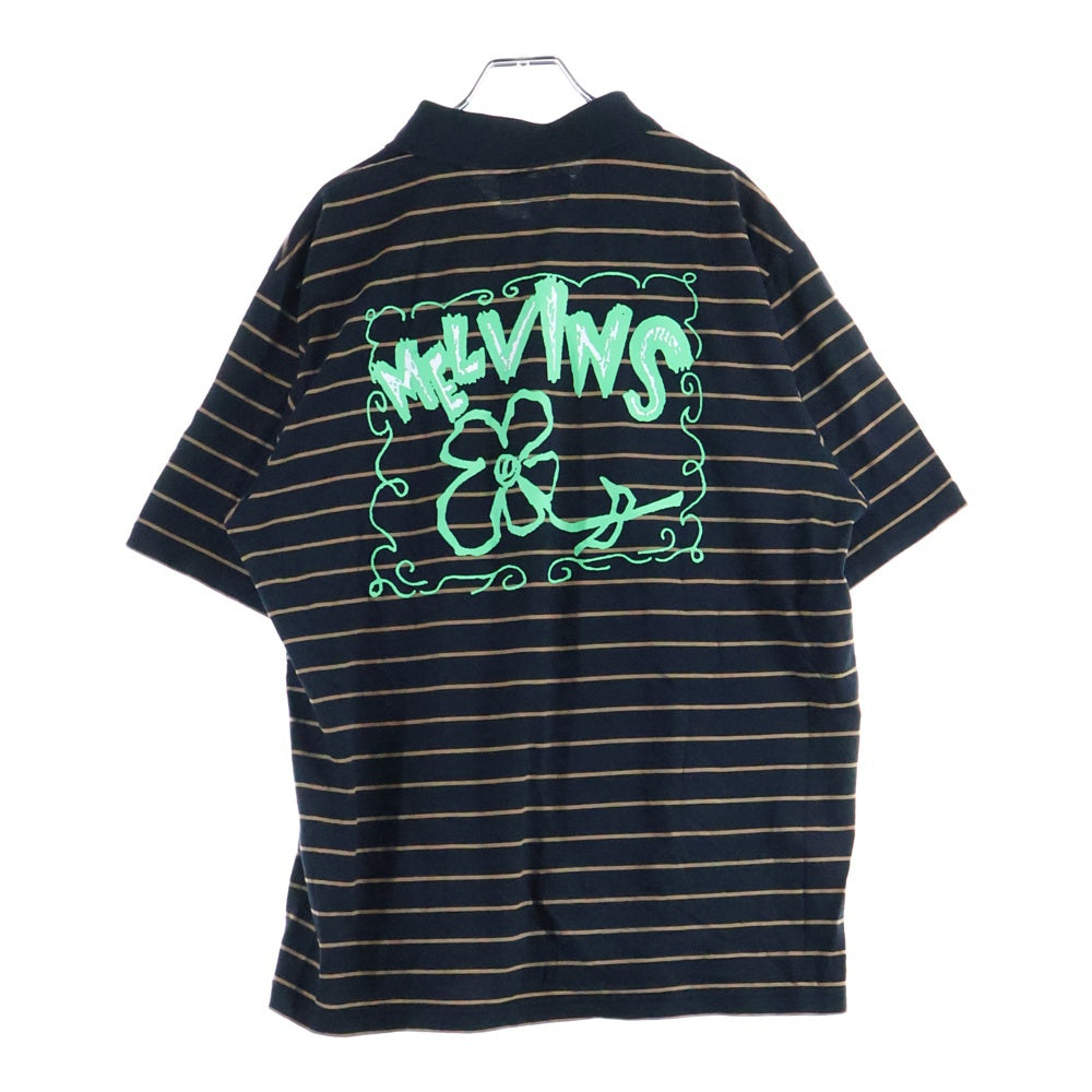 SUPREME(シュプリーム) 24SS Melvins Stripe S/S Polo メルヴィンズ バックプリント ストライプ 半袖ポロシャツ ブラック
