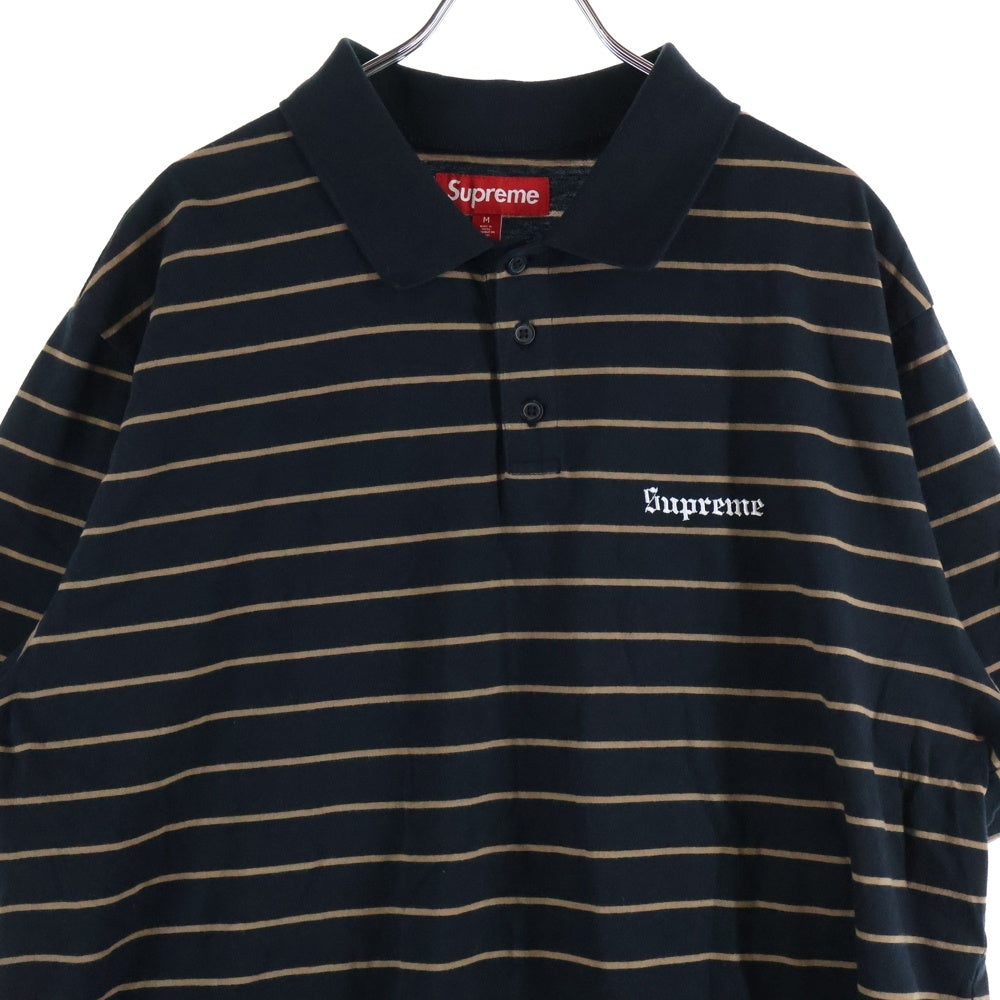 SUPREME(シュプリーム) 24SS Melvins Stripe S/S Polo メルヴィンズ バックプリント ストライプ 半袖ポロシャツ ブラック