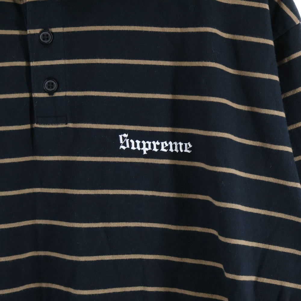 SUPREME(シュプリーム) 24SS Melvins Stripe S/S Polo メルヴィンズ バックプリント ストライプ 半袖ポロシャツ ブラック