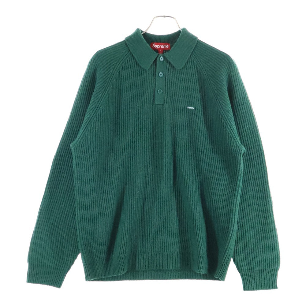 SUPREME(シュプリーム) 24AW Small Box Polo Sweater スモールボックスロゴ ウール混 長袖ニットポロセーター グリーン