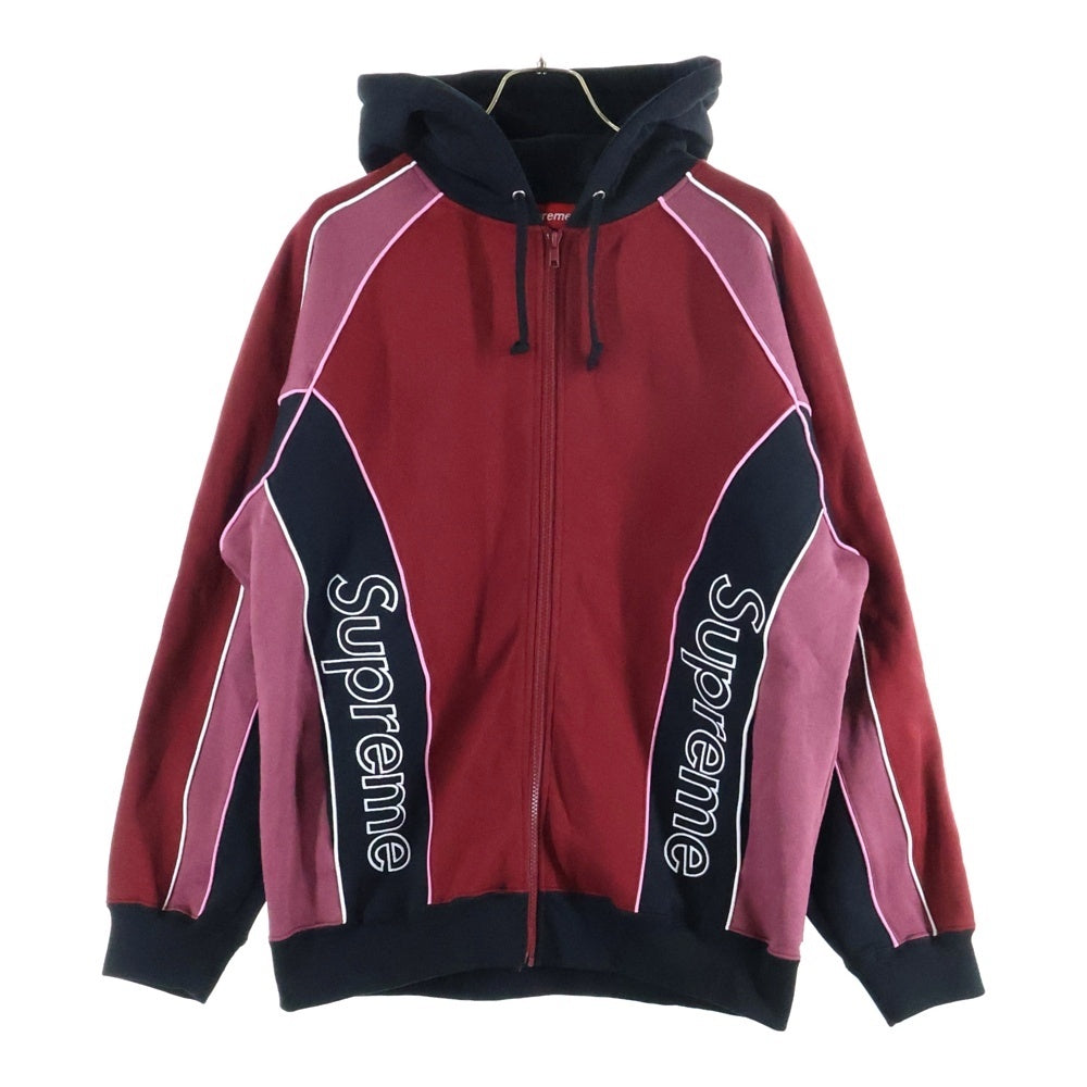 SUPREME(シュプリーム) 21AW Track Paneled Zip Up Hooded Sweatshirt トラックパネル ジップアップフーデッドスウェットシャツ パーカー レッド