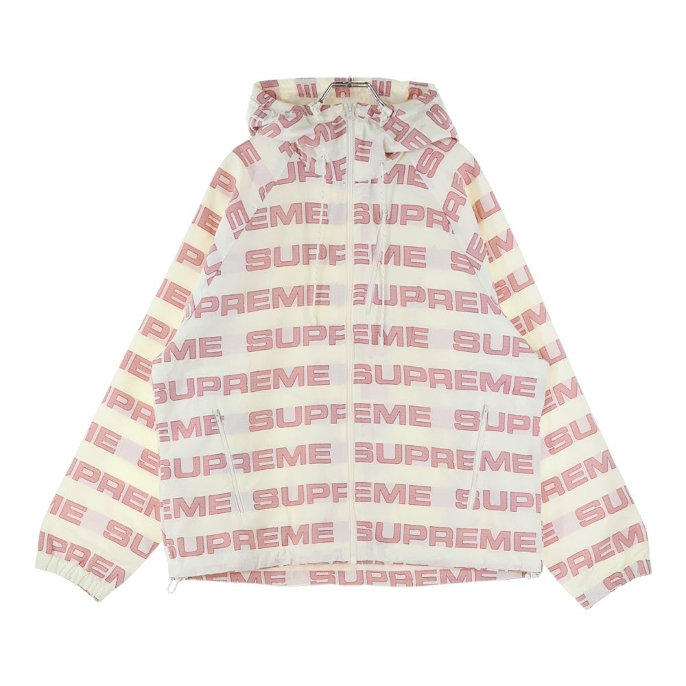SUPREME(シュプリーム) 21AW Logo Ripstop Hooded Track Jacket 総柄 ロゴ リップストップ フーデッドトラックジャケット ホワイト/レッド