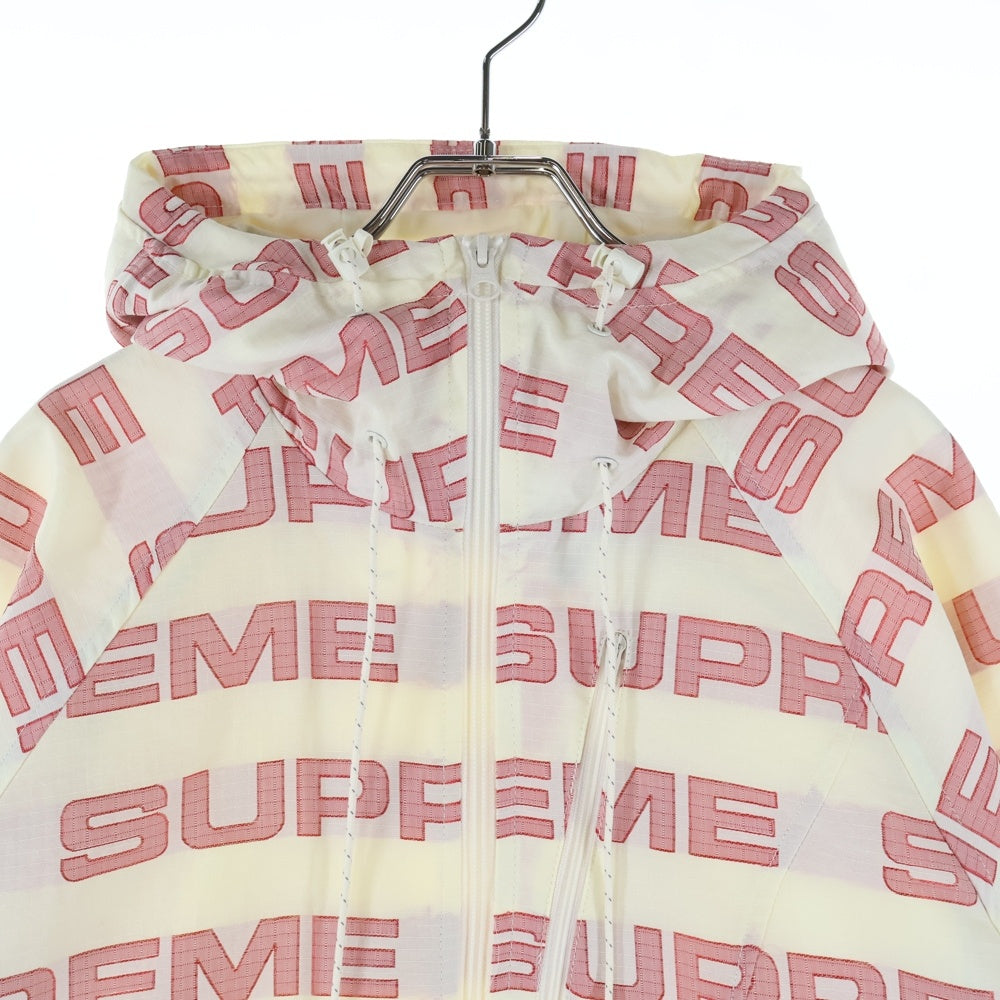 SUPREME(シュプリーム) 21AW Logo Ripstop Hooded Track Jacket 総柄 ロゴ リップストップ フーデッドトラックジャケット ホワイト/レッド