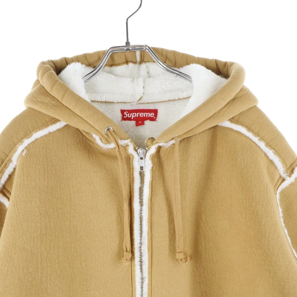 SUPREME(シュプリーム) 21AW Faux Shearling Hooded Jacket ファーシアリング ボア フーデッドジャケット ベージュ