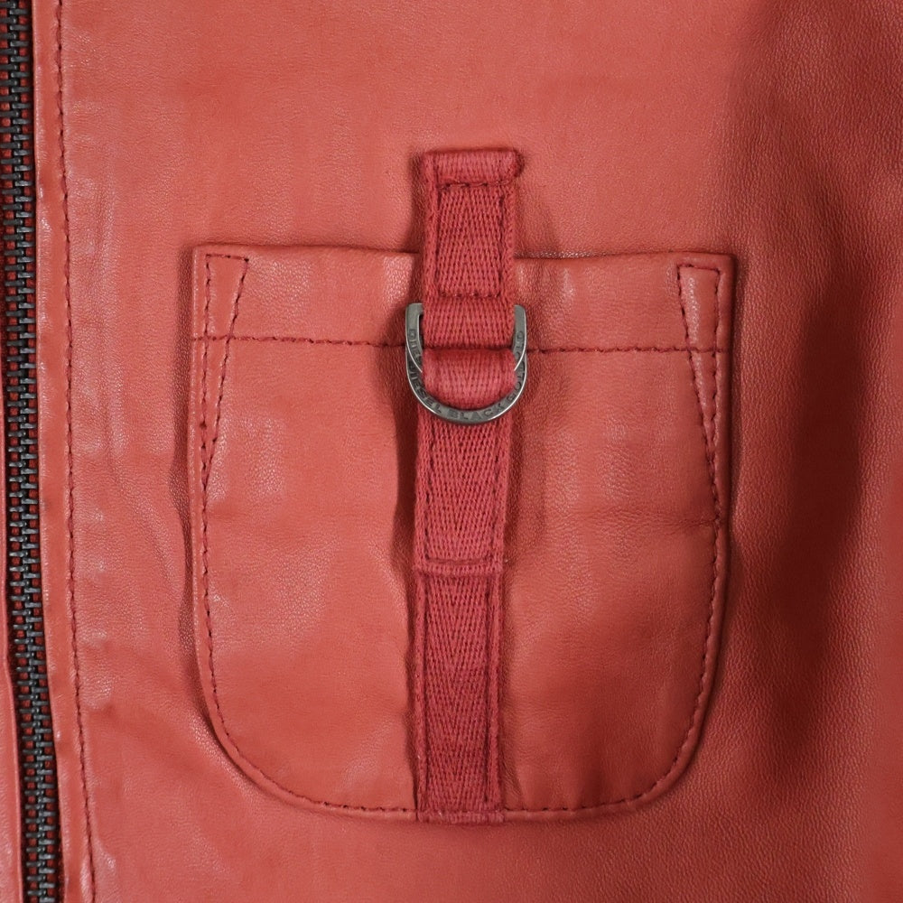 DIESEL(ディーゼル) マルチポケット シープスキン ライトレザージャケット レッド